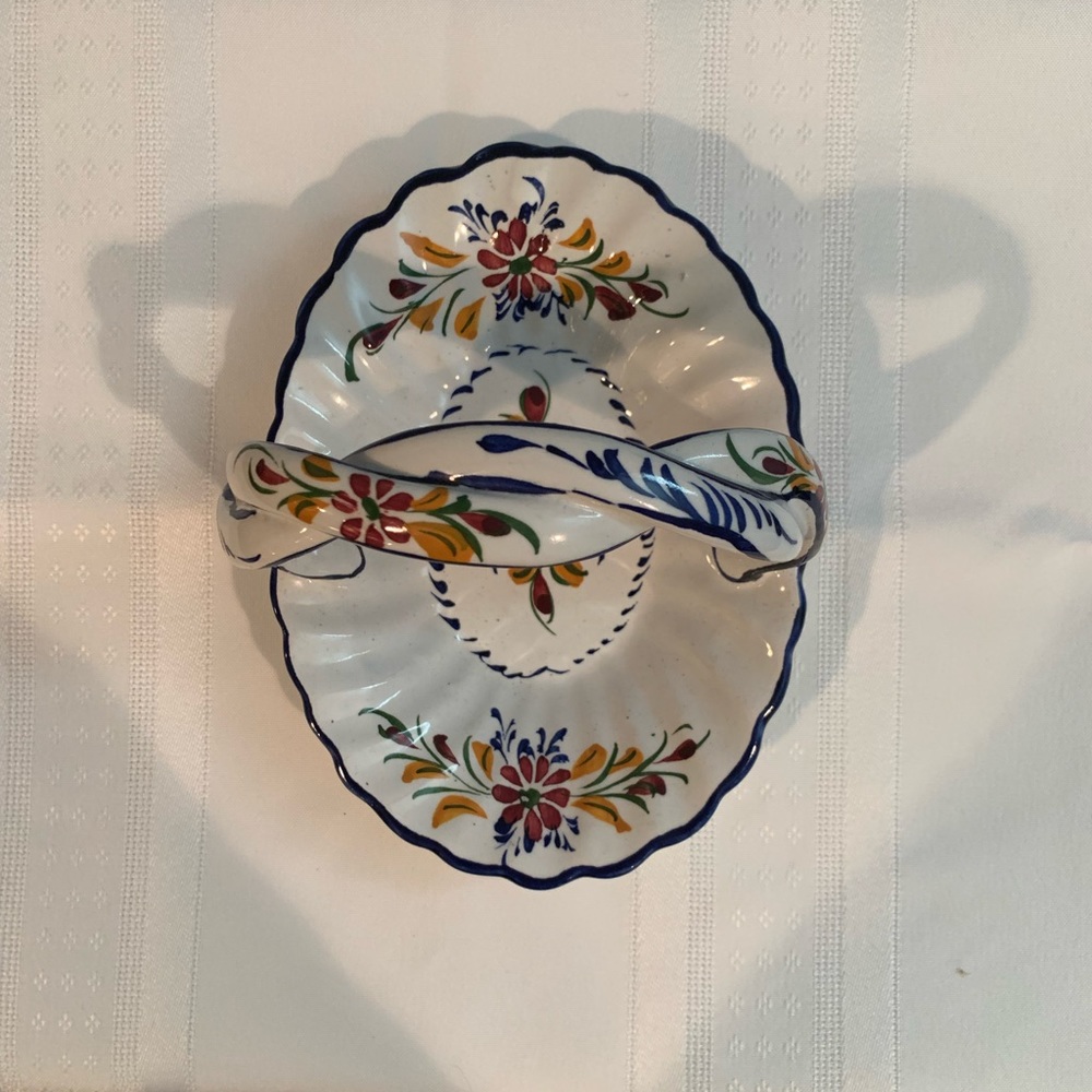 RCCL Hand Painted Basket Ceramic Flower Bowl Portugal